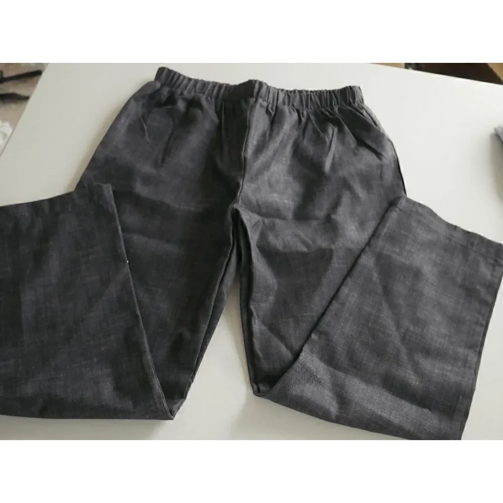 Blue & White Dot Tie-Front Button-Up & Denim Pants Set L (10/12)